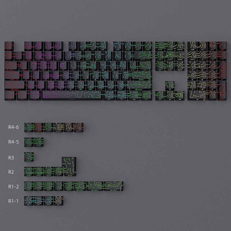Contour Line Black 104+29 Keys PBT Doubleshot Side Legends Keycaps Set ...