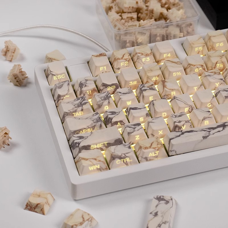 Marble 104+27 PBT Doubleshot Backlit 5-sided Dye-subbed Keycaps Set ...