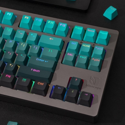 Cyan Adore Full PBT Gradient Cyan Dip-dye Keycaps Set Doubleshot ...